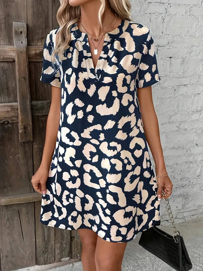 Bold Safari V-Neck Mini Dress