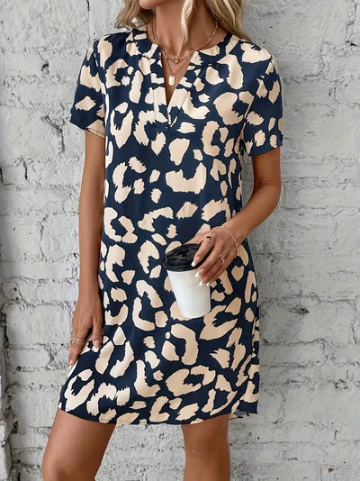 Bold Safari V-Neck Mini Dress