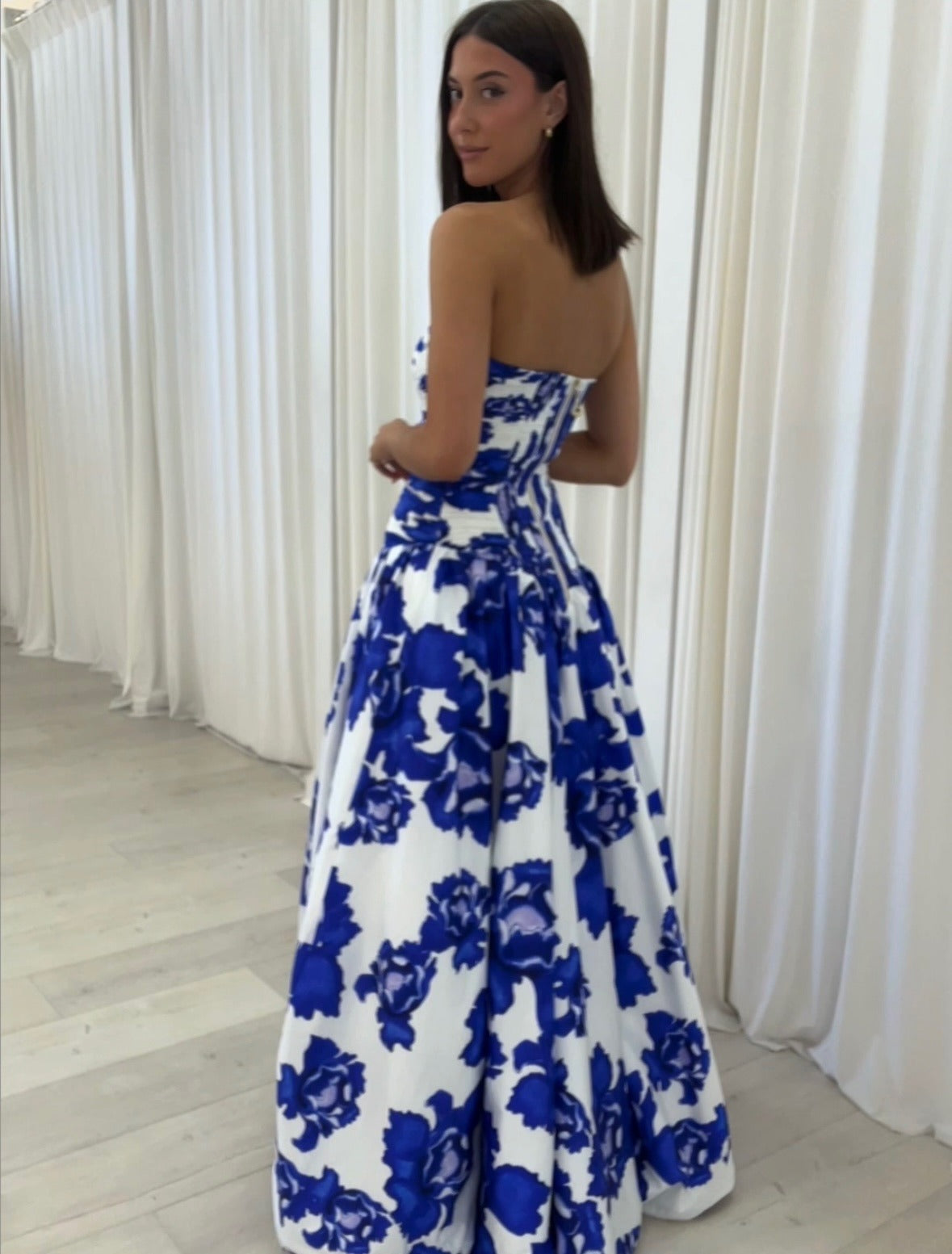 Bold Whimsy Draped Floral Maxi Dress