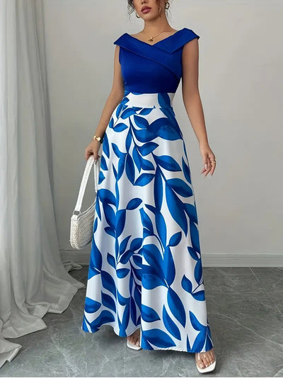 Botanical Allure Off-Shoulder Maxi Dress