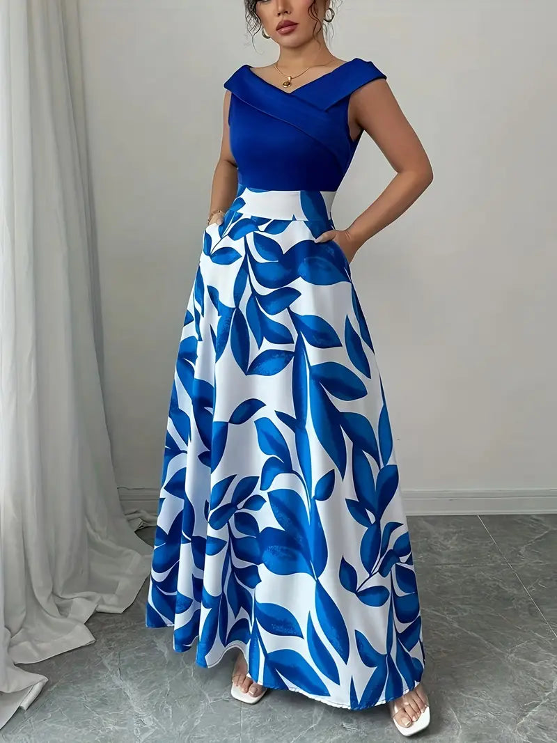 Botanical Allure Off-Shoulder Maxi Dress