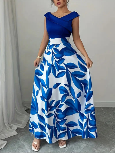 Botanical Allure Off-Shoulder Maxi Dress