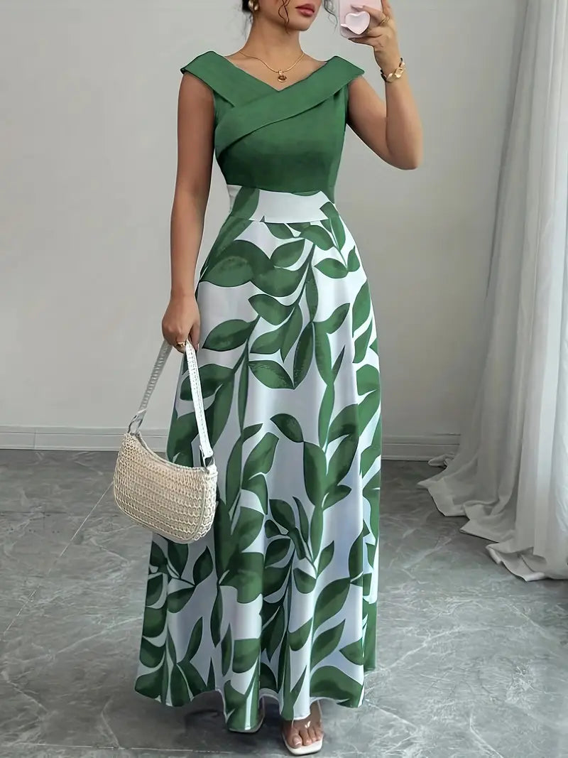 Botanical Allure Off-Shoulder Maxi Dress