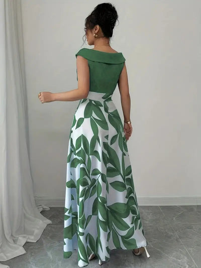Botanical Allure Off-Shoulder Maxi Dress