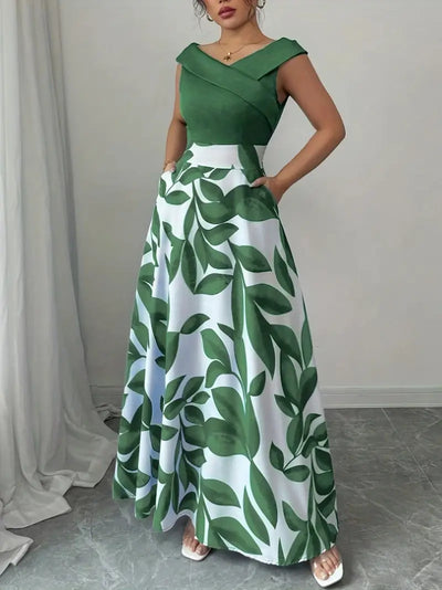 Botanical Allure Off-Shoulder Maxi Dress