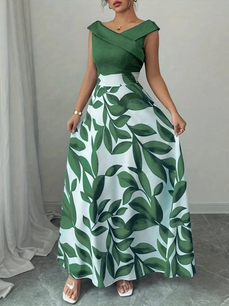 Botanical Allure Off-Shoulder Maxi Dress