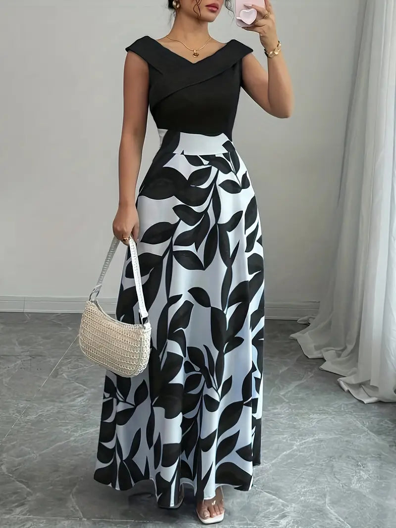 Botanical Allure Off-Shoulder Maxi Dress