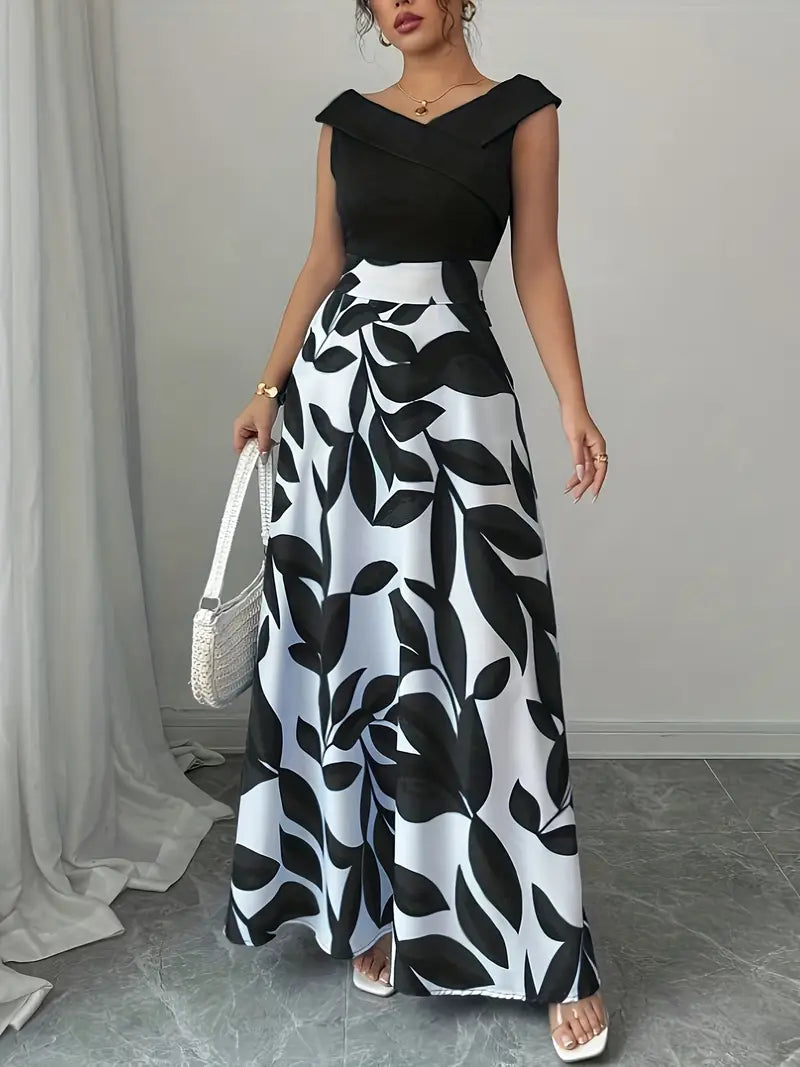 Botanical Allure Off-Shoulder Maxi Dress