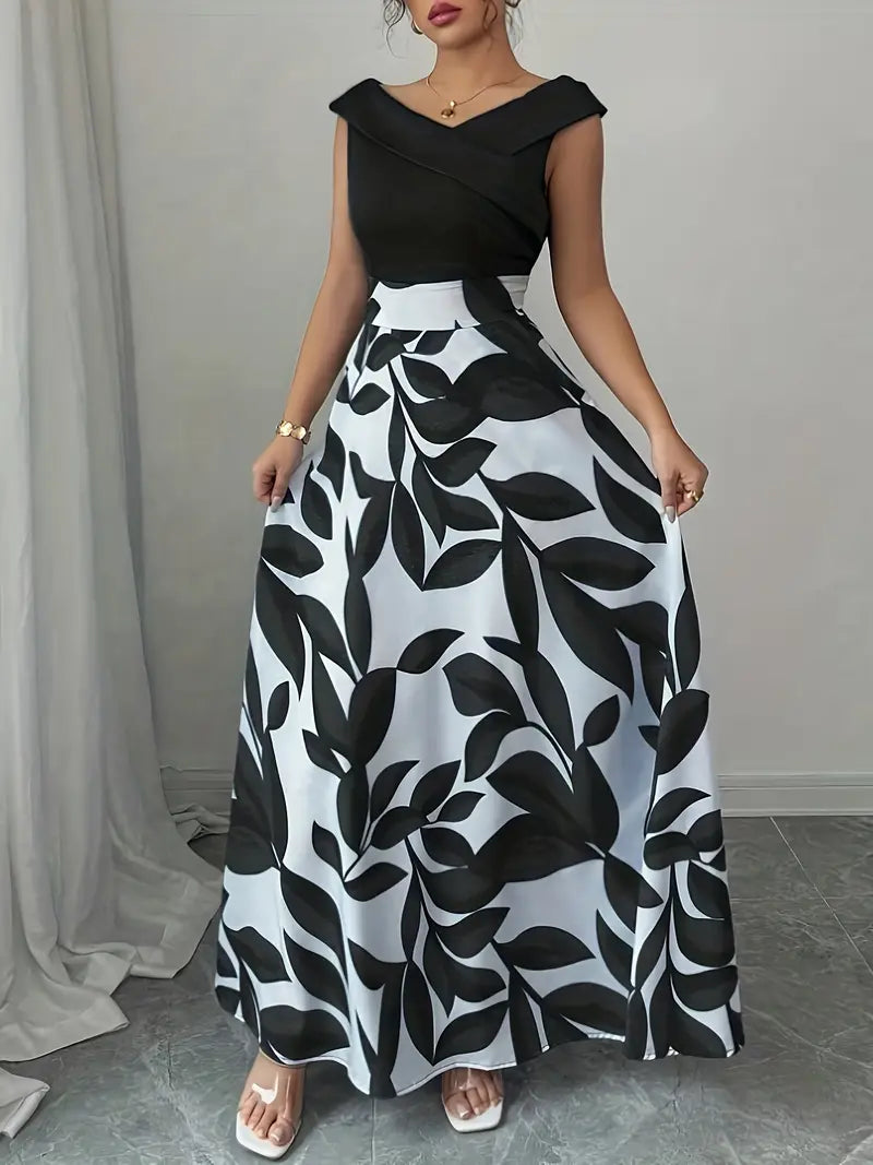 Botanical Allure Off-Shoulder Maxi Dress