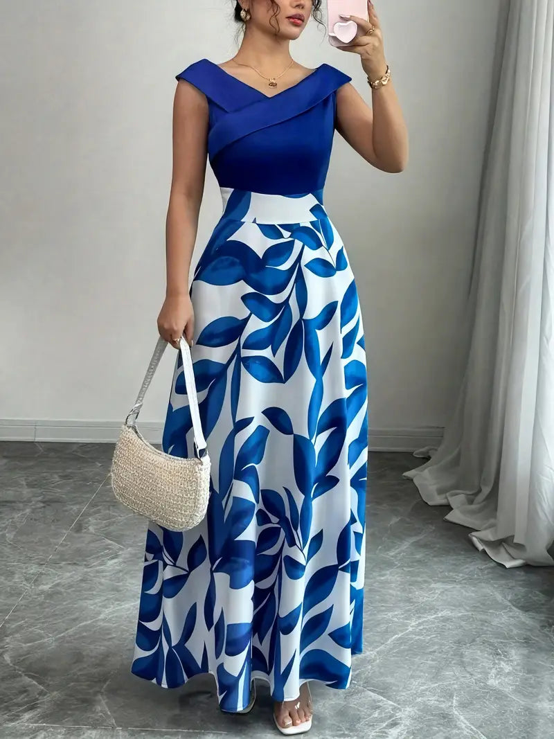 Botanical Allure Off-Shoulder Maxi Dress