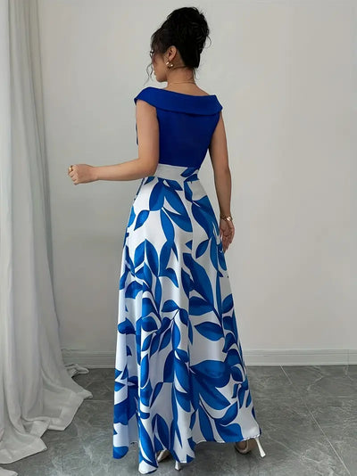 Botanical Allure Off-Shoulder Maxi Dress