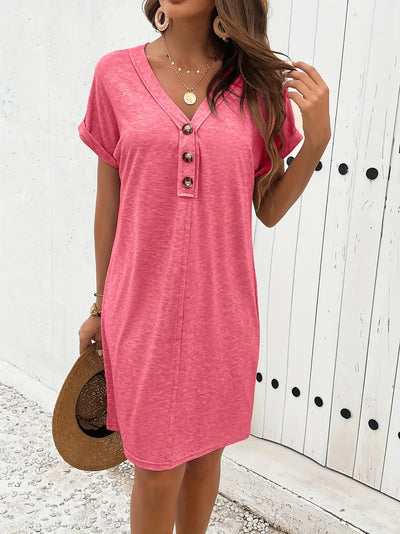 Breezy Charm Button Mini Dress