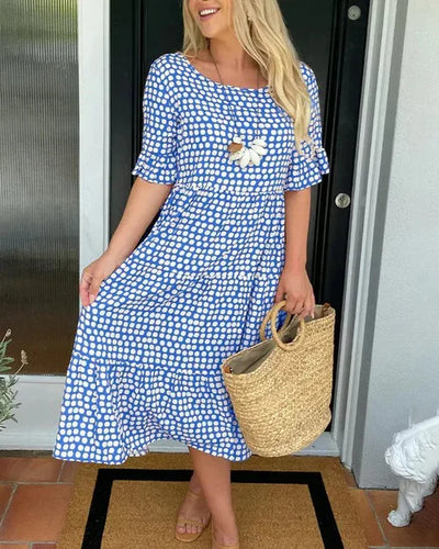 Breezy Whim Ruffle-Sleeve Midi Dress