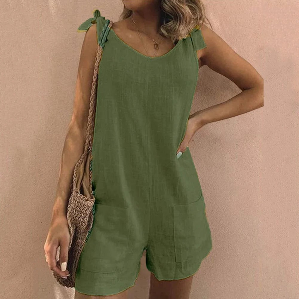 Carefree Charm Tie-Shoulder Playsuit