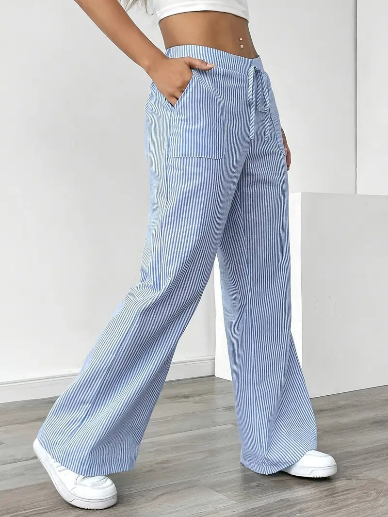 Carefree Whimsy Striped Wide-Leg Pants