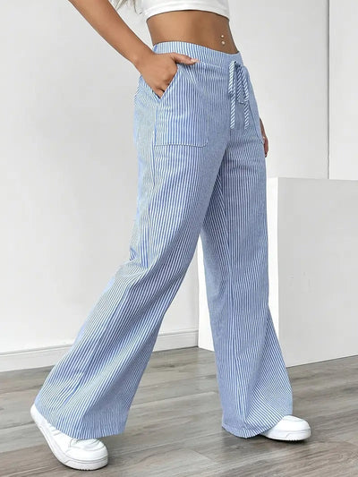 Carefree Whimsy Striped Wide-Leg Pants