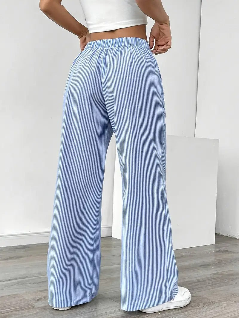 Carefree Whimsy Striped Wide-Leg Pants