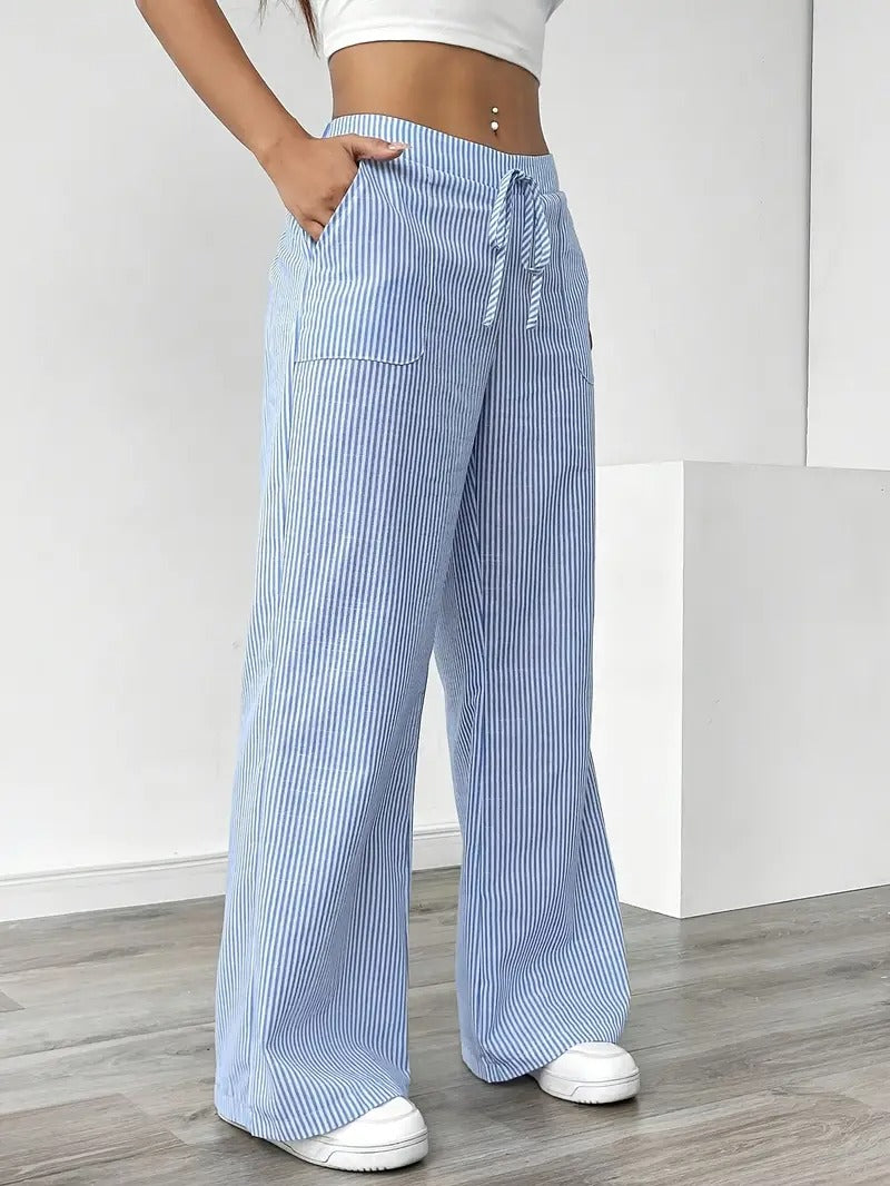 Carefree Whimsy Striped Wide-Leg Pants
