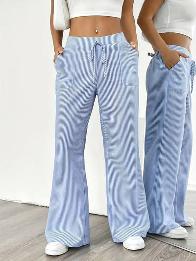 Carefree Whimsy Striped Wide-Leg Pants