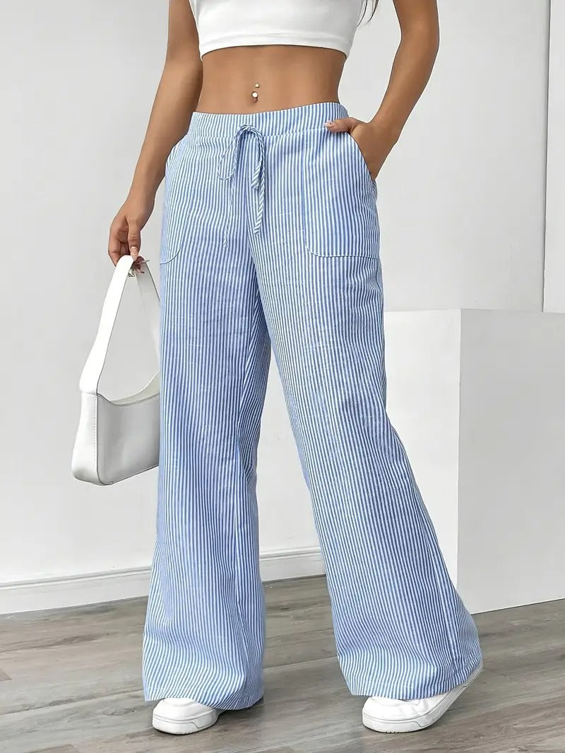 Carefree Whimsy Striped Wide-Leg Pants