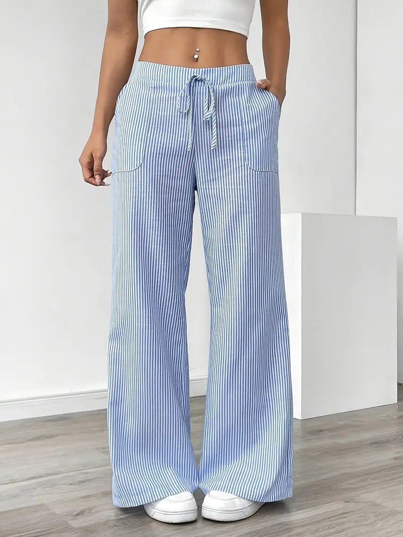 Carefree Whimsy Striped Wide-Leg Pants