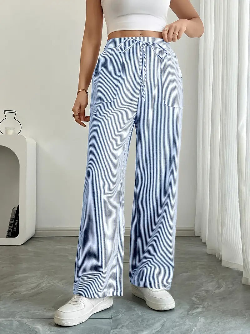 Carefree Whimsy Striped Wide-Leg Pants