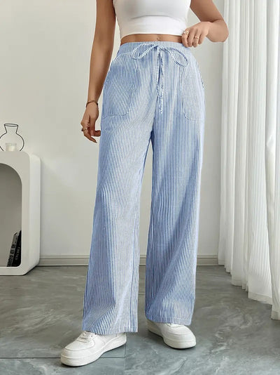 Carefree Whimsy Striped Wide-Leg Pants