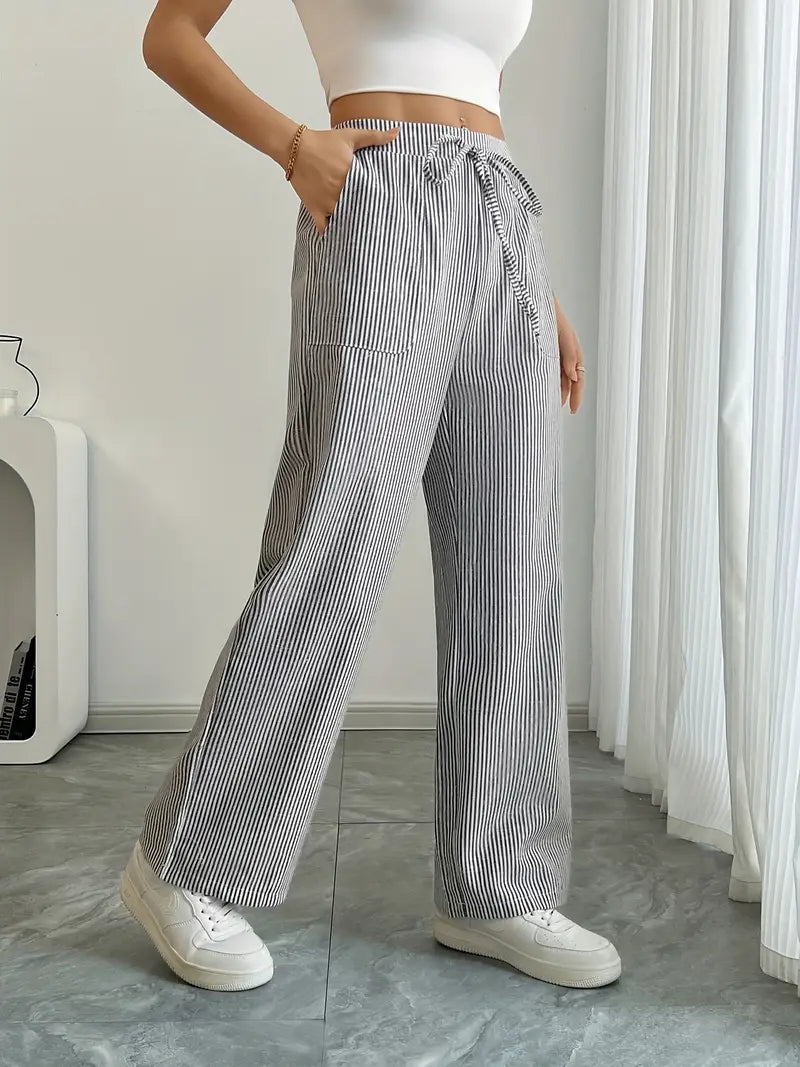 Carefree Whimsy Striped Wide-Leg Pants
