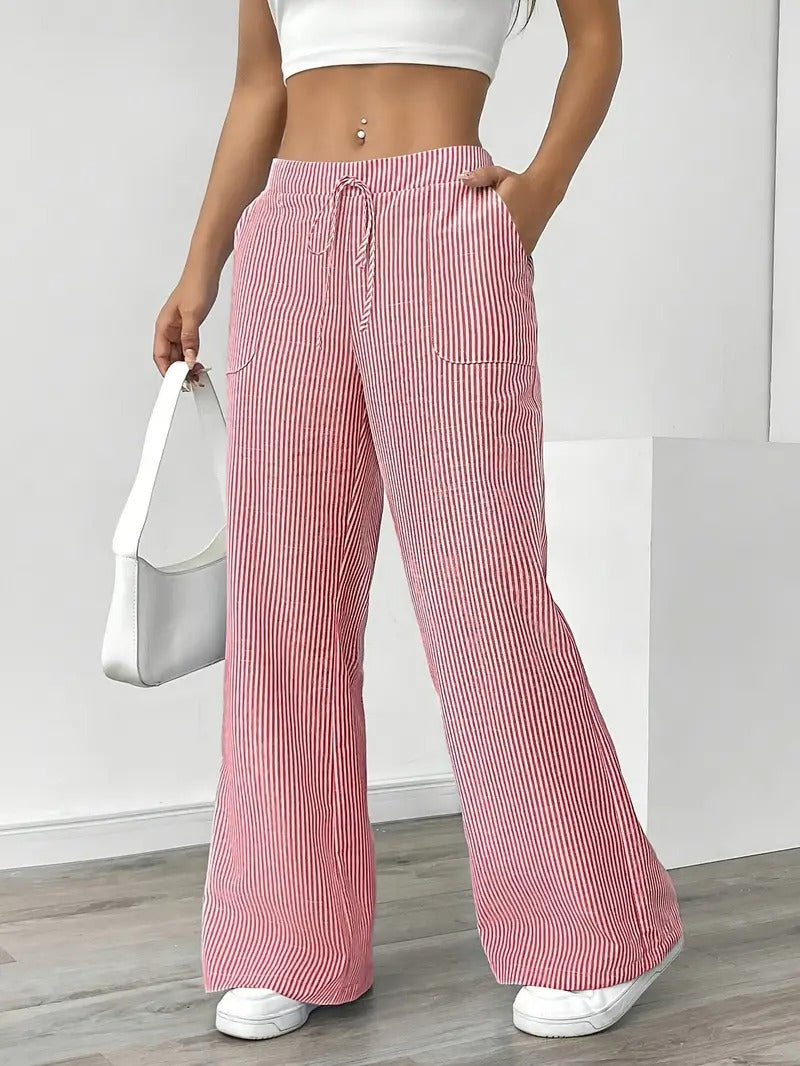 Carefree Whimsy Striped Wide-Leg Pants