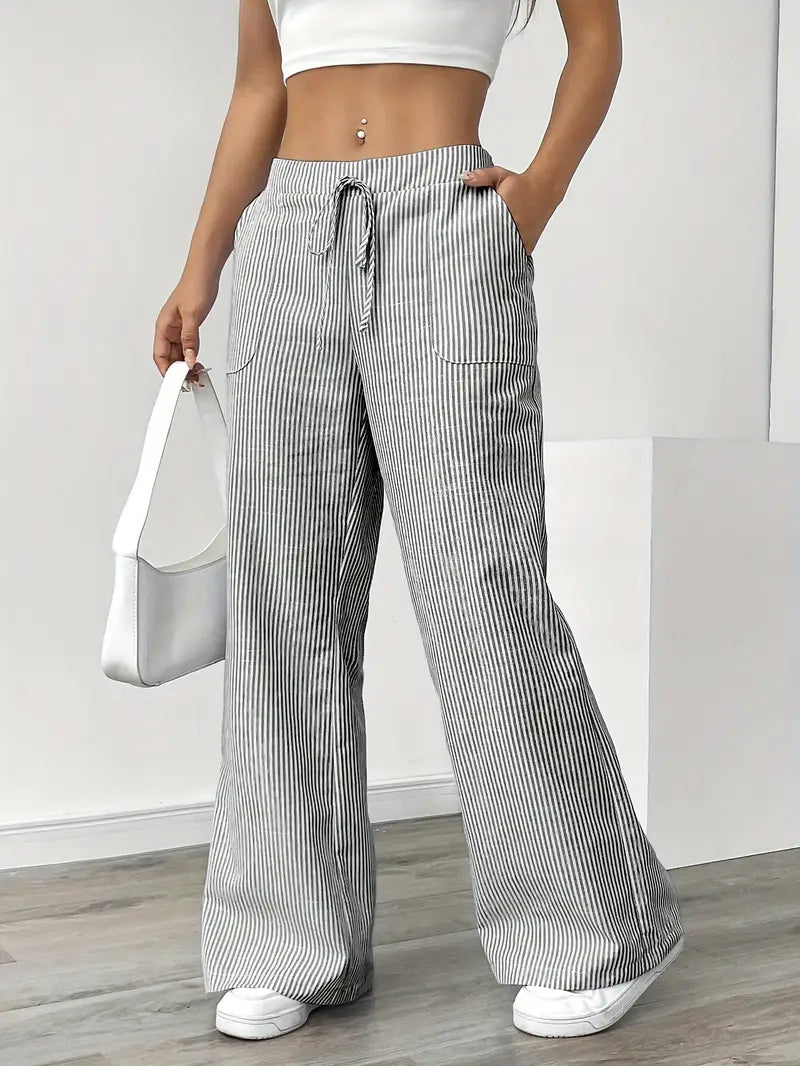 Carefree Whimsy Striped Wide-Leg Pants