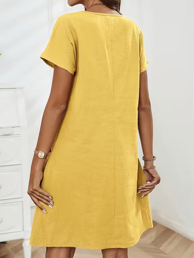 Casual Charm Button Detail Summer Dress