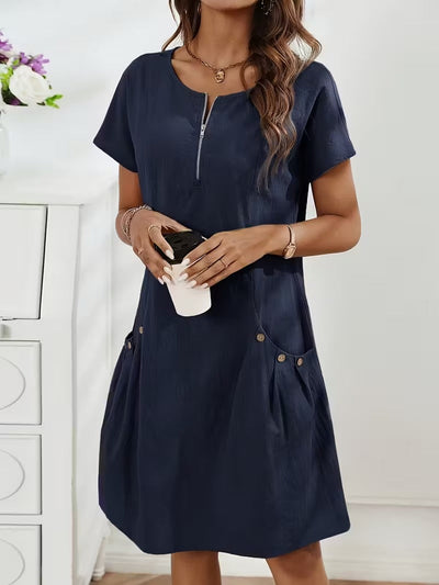 Casual Charm Button Detail Summer Dress