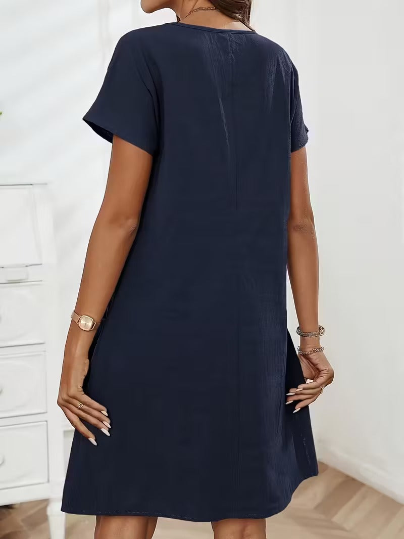 Casual Charm Button Detail Summer Dress