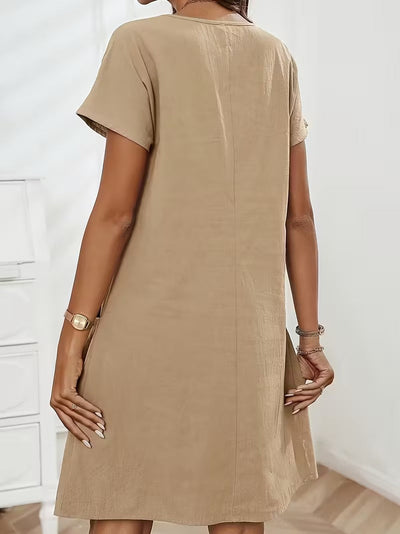 Casual Charm Button Detail Summer Dress