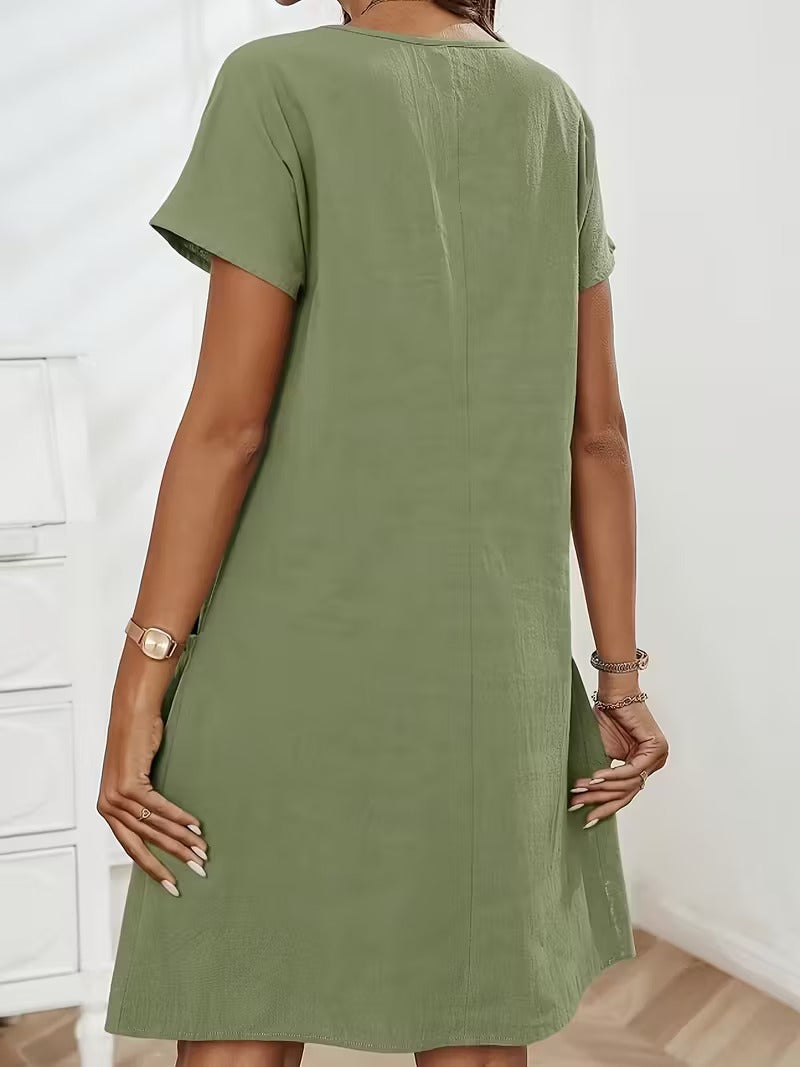 Casual Charm Button Detail Summer Dress