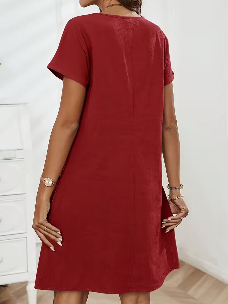 Casual Charm Button Detail Summer Dress