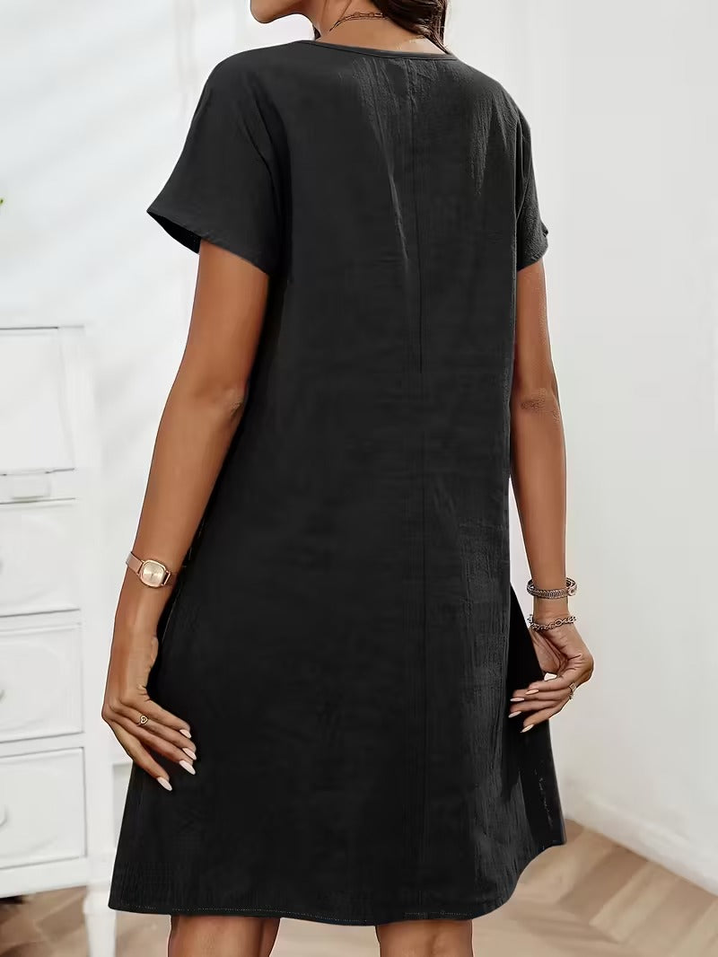 Casual Charm Button Detail Summer Dress