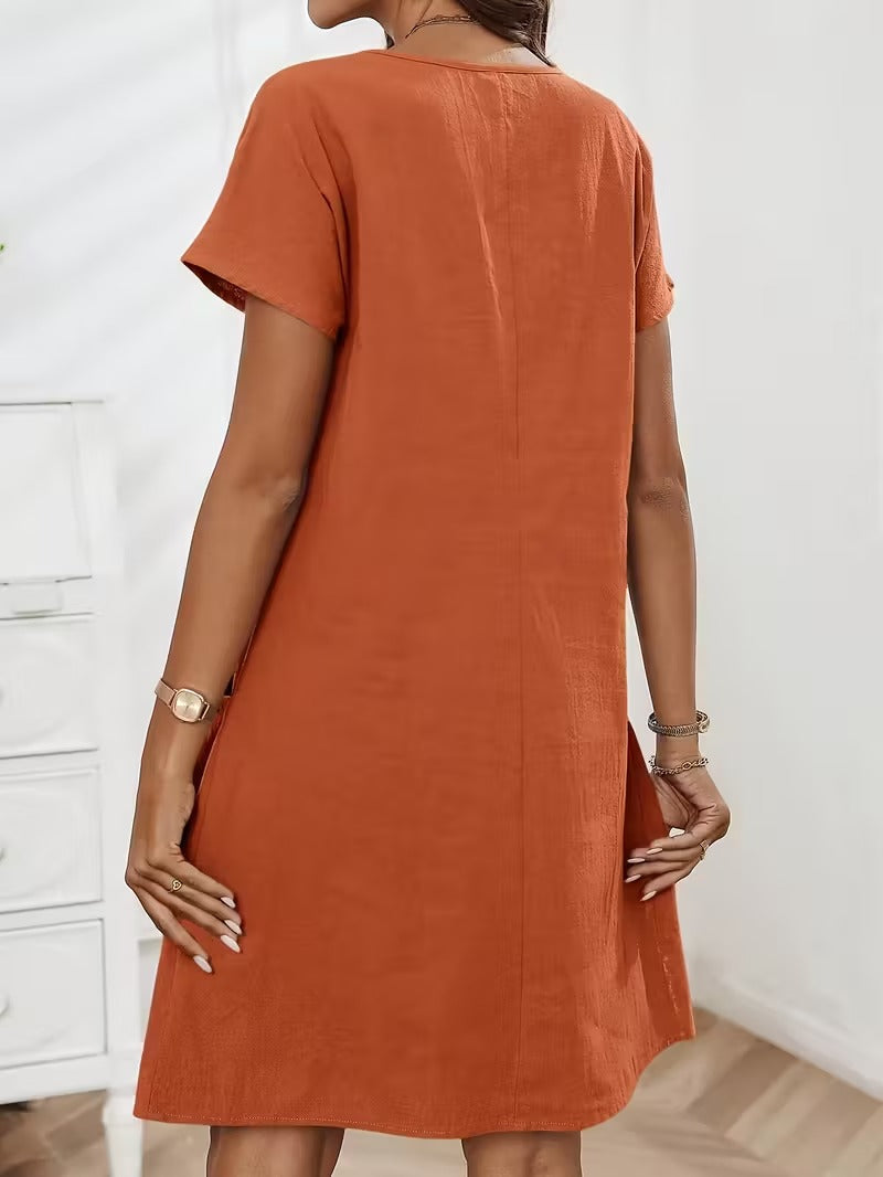 Casual Charm Button Detail Summer Dress