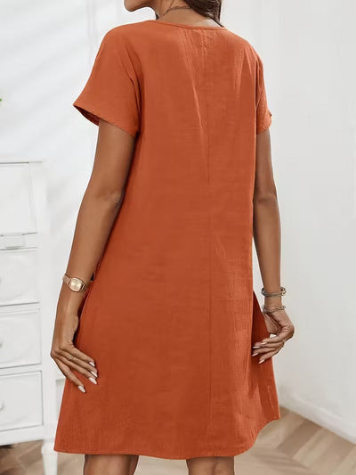 Casual Charm Button Detail Summer Dress