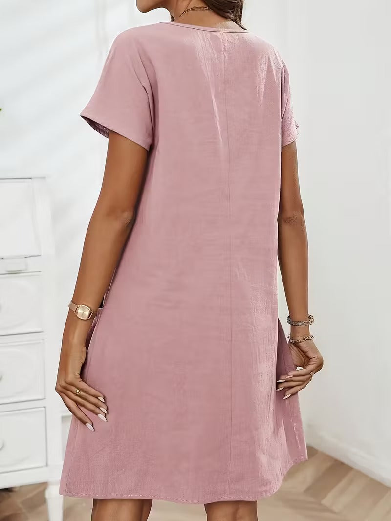 Casual Charm Button Detail Summer Dress