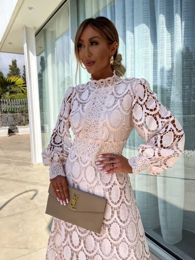 Celestial Harmony Lace Midi Dress