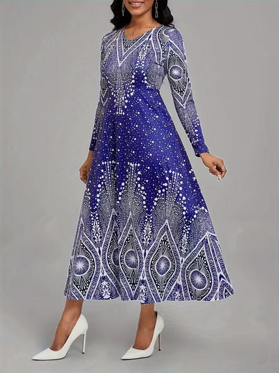 Celestial Illusion Art Deco Midi Dress