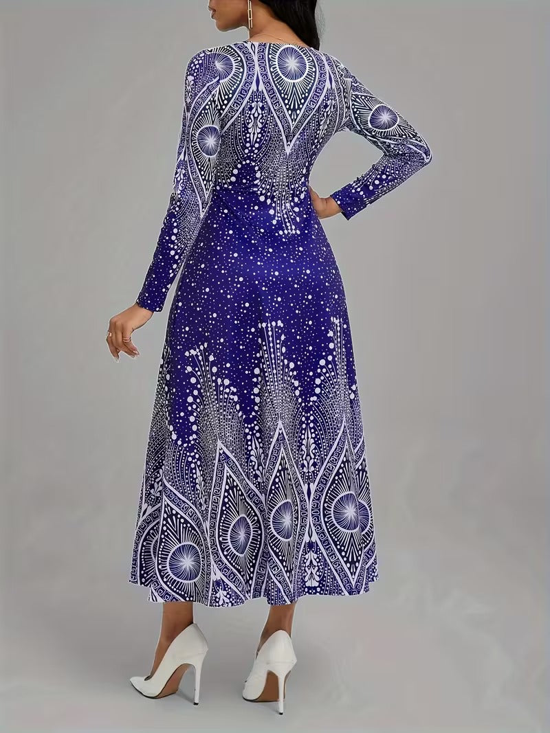 Celestial Illusion Art Deco Midi Dress