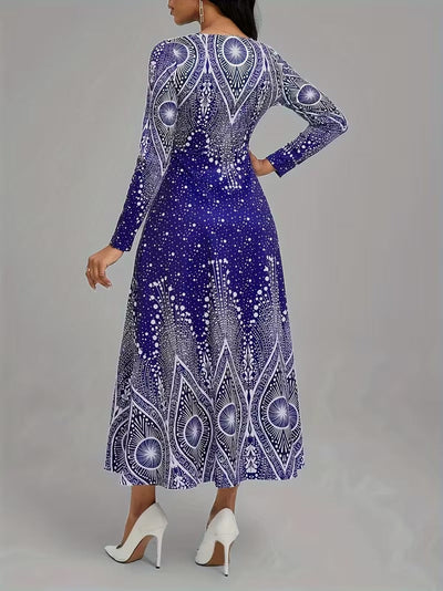 Celestial Illusion Art Deco Midi Dress