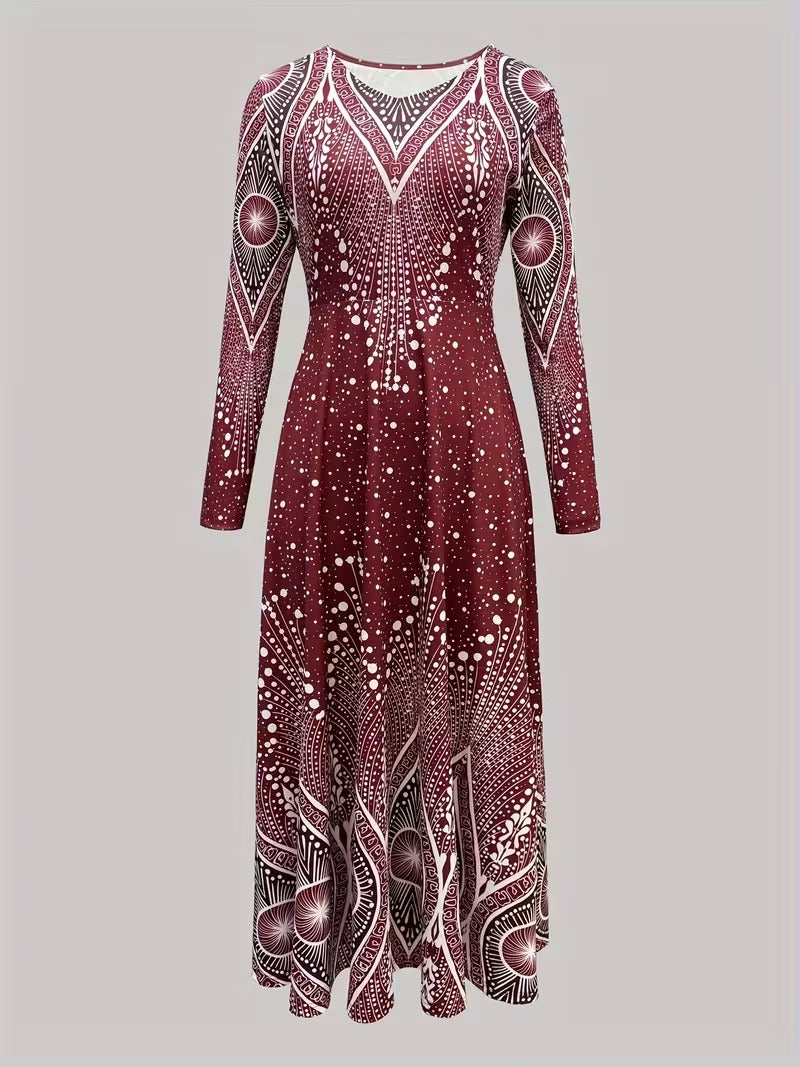 Celestial Illusion Art Deco Midi Dress