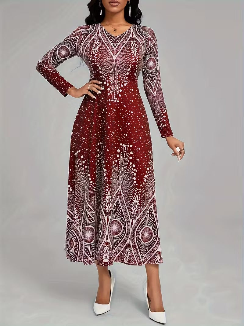 Celestial Illusion Art Deco Midi Dress