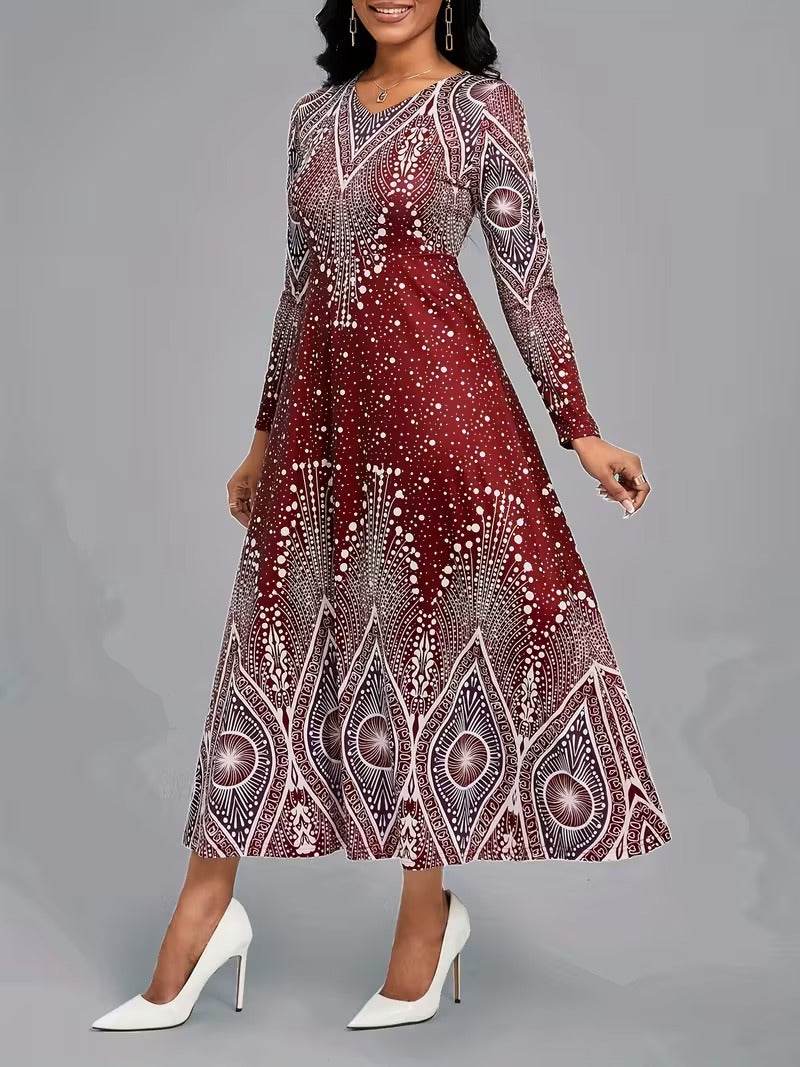 Celestial Illusion Art Deco Midi Dress
