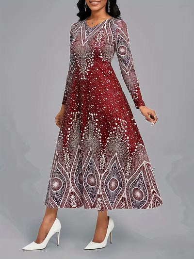 Celestial Illusion Art Deco Midi Dress