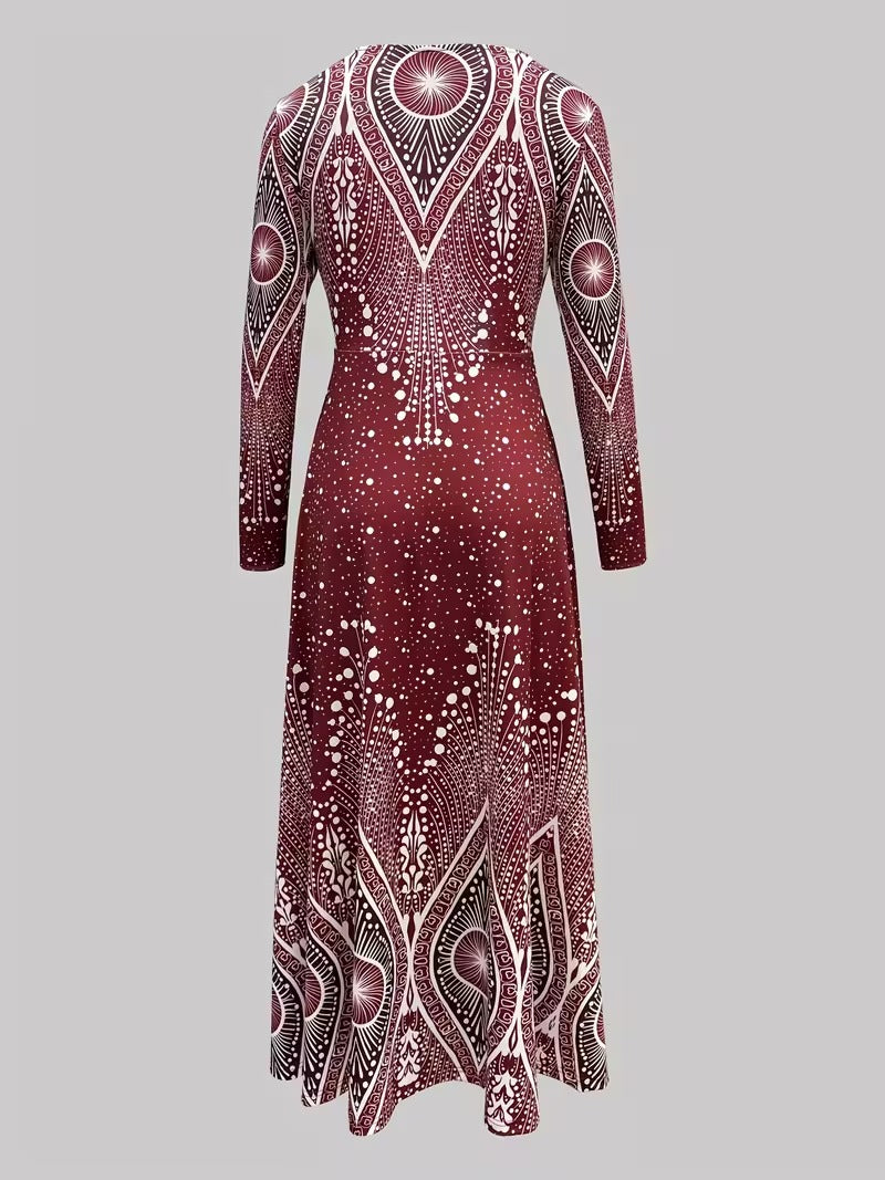 Celestial Illusion Art Deco Midi Dress