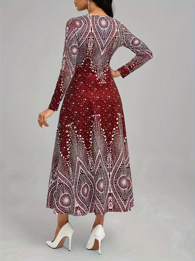 Celestial Illusion Art Deco Midi Dress